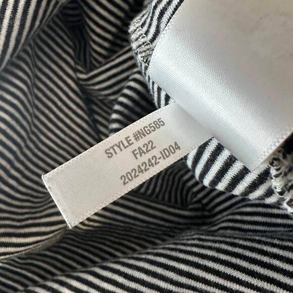 Madewell Crop Top WMNS S Double-Faced Henley Tee Stripe Black White Short Sleeve - Picture 8 of 9